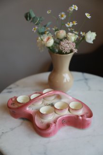 French Porcelain Egg Tray with 6 Cups