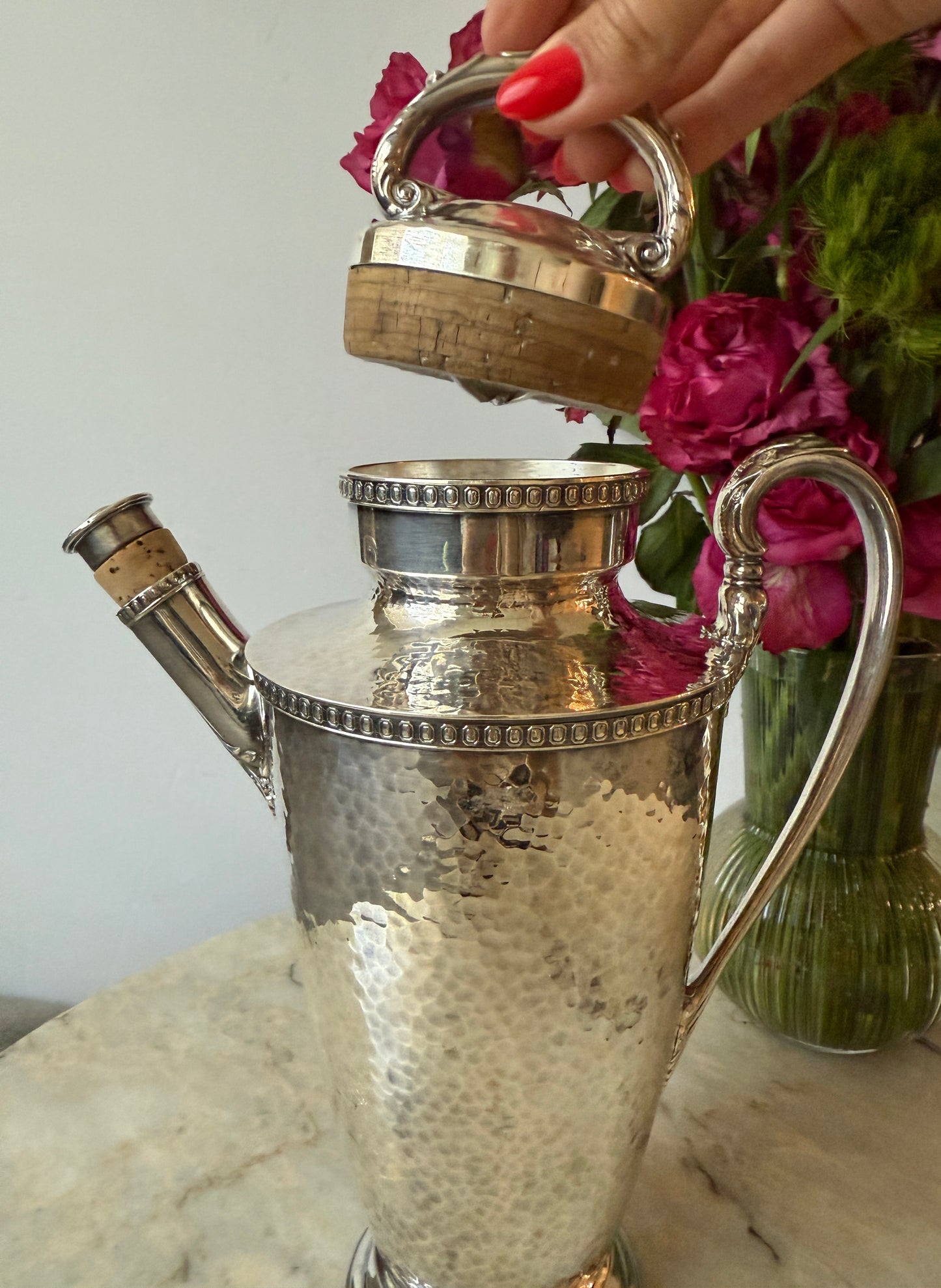 Vintage Derby International Silver Cocktail Shaker – Hammered Silver Plate Barware