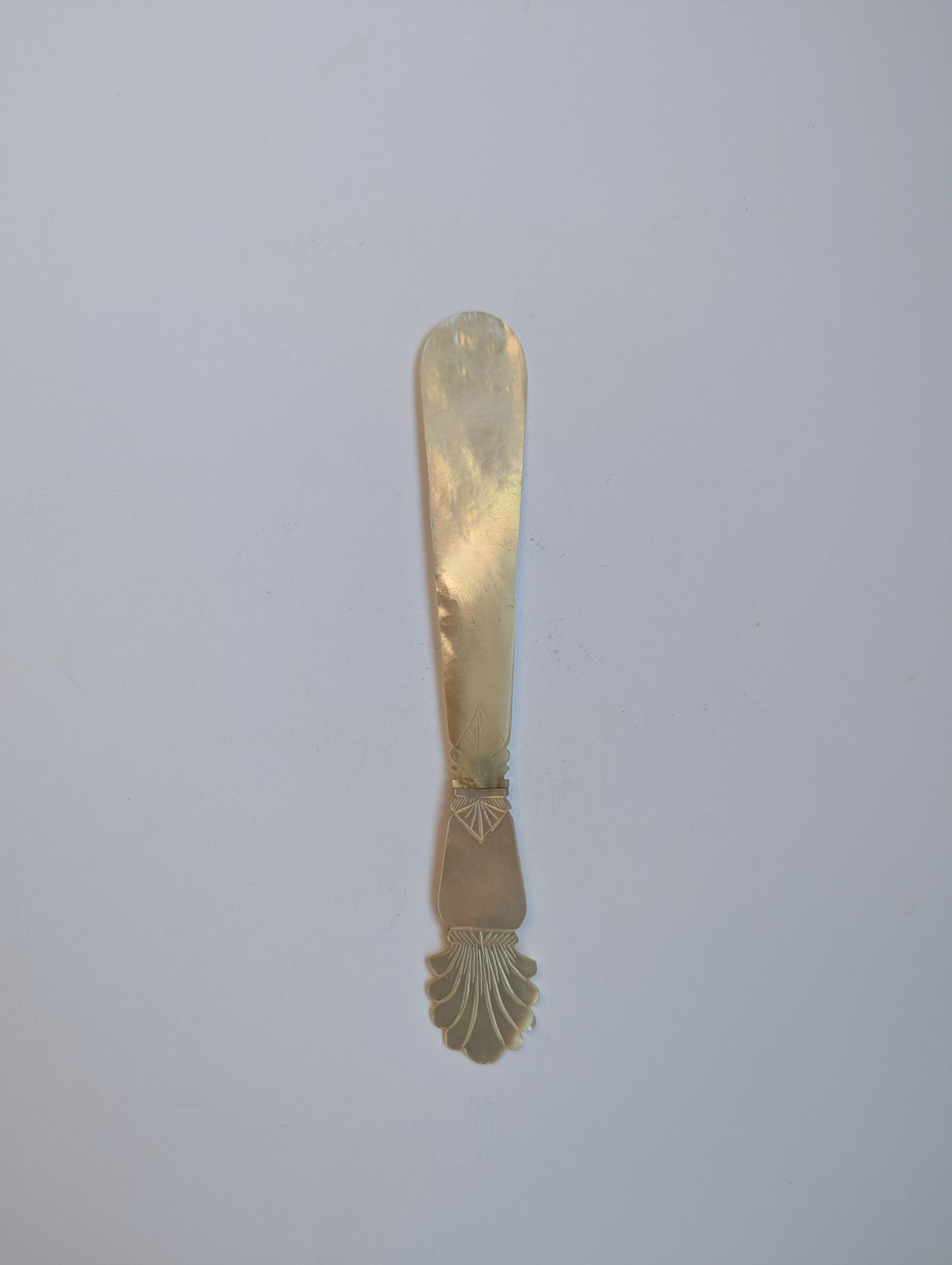Vintage French Mother-of-Pearl Letter Opener – Hand-Carved Shell Handle
