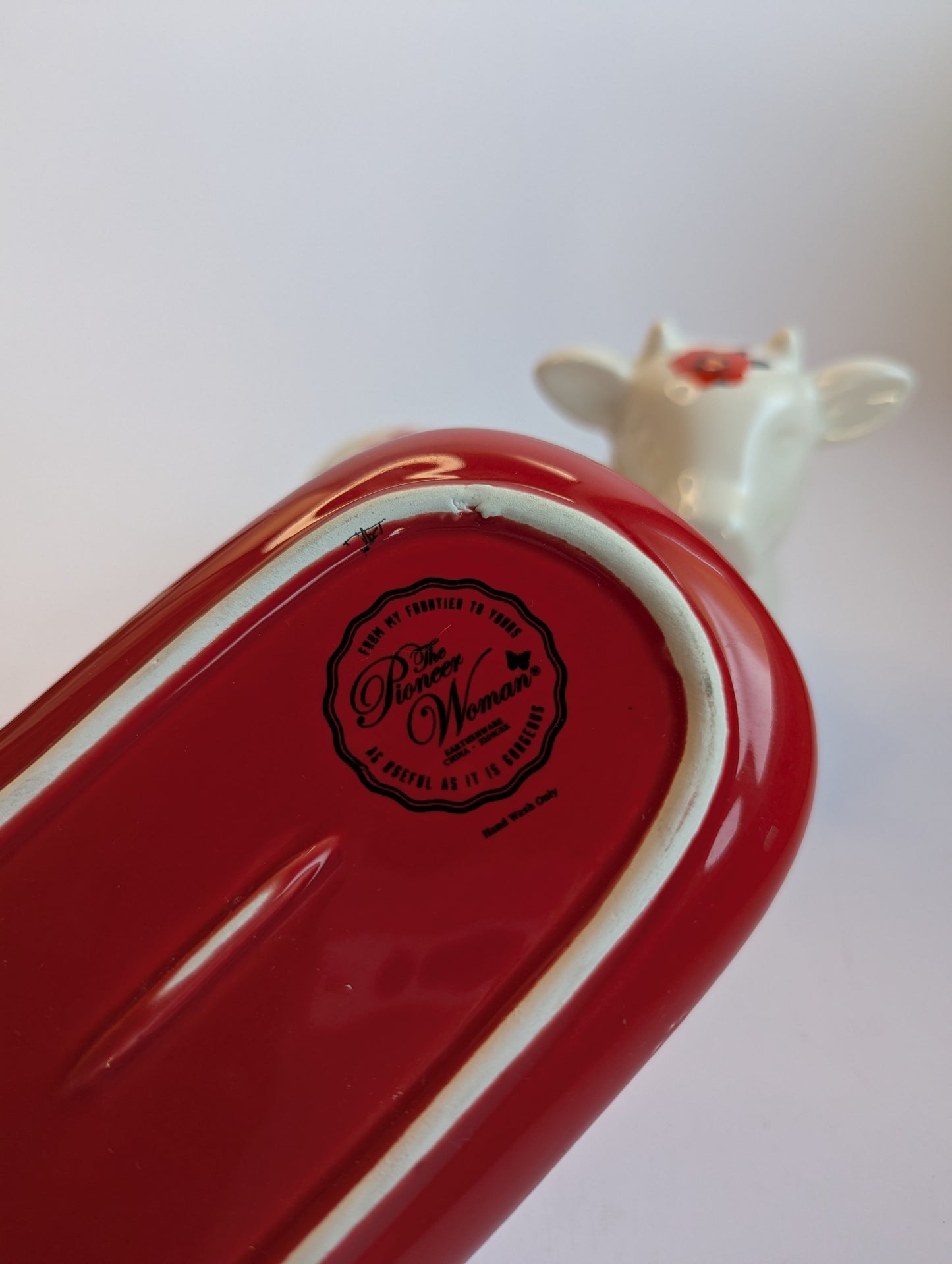 Ceramic Cow Butter Dish – Hand-Painted Polka Dot Base