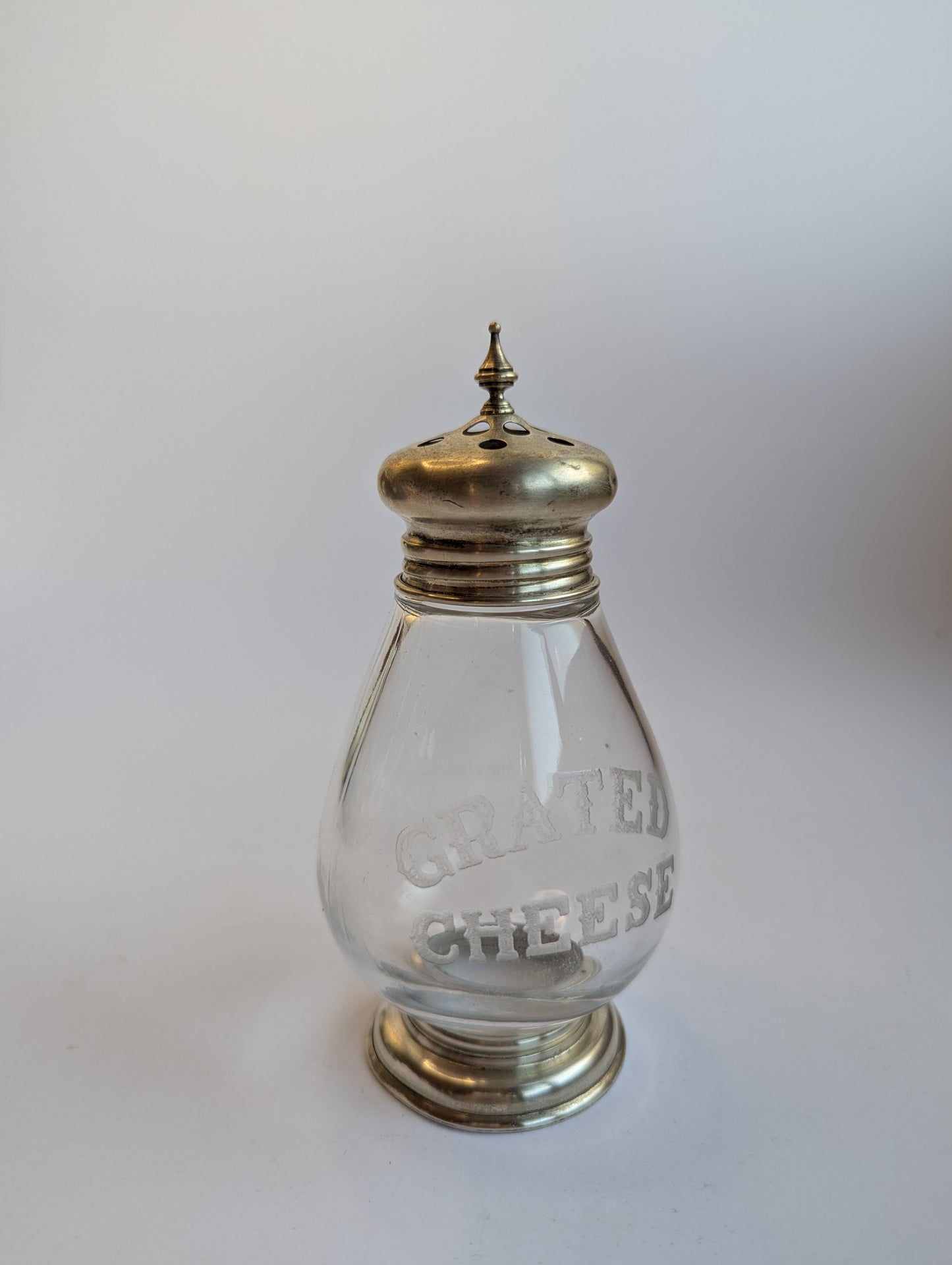 Vintage Sterling Silver & Glass Grated Cheese Shaker – Mid-Century Tableware