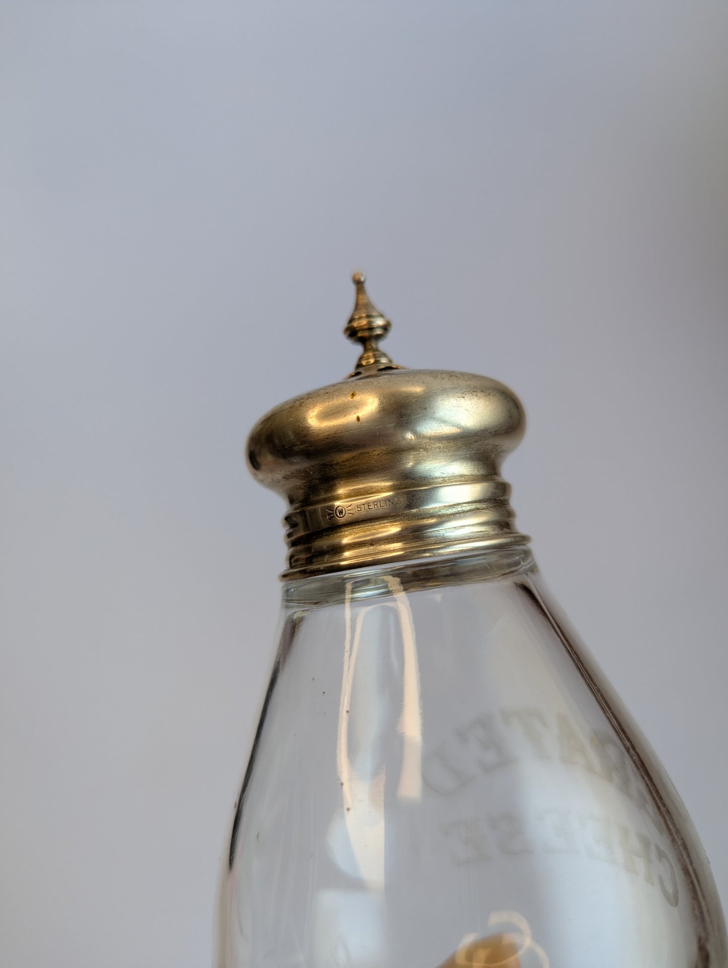 Vintage Sterling Silver & Glass Grated Cheese Shaker – Mid-Century Tableware