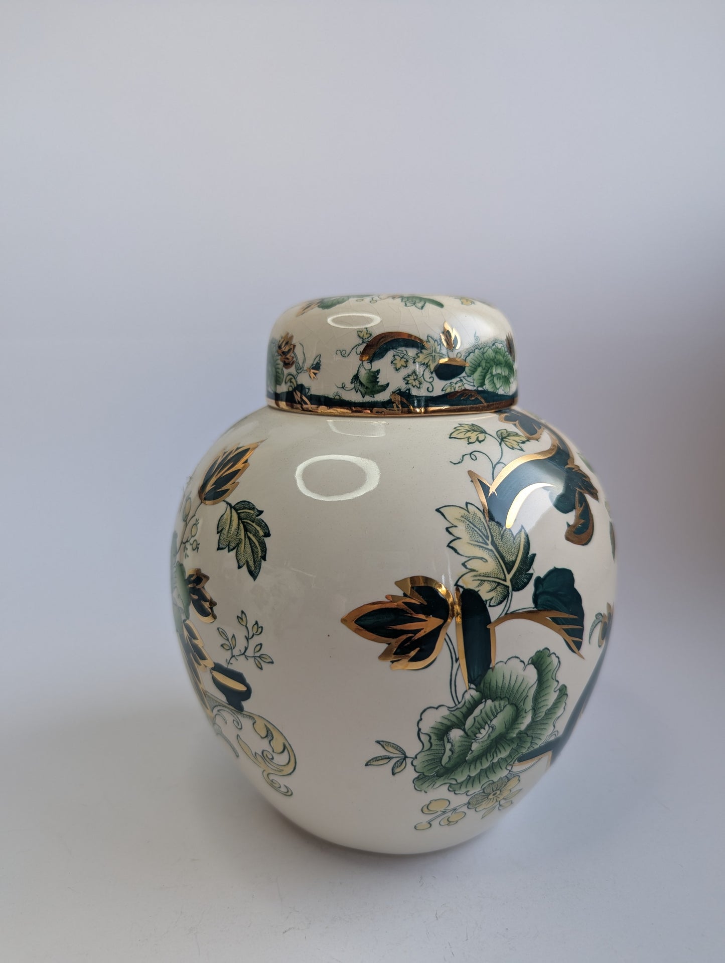 Mason’s Mandalay Chartreuse Ginger Jar – Vintage English Ironstone, 17.78 cm