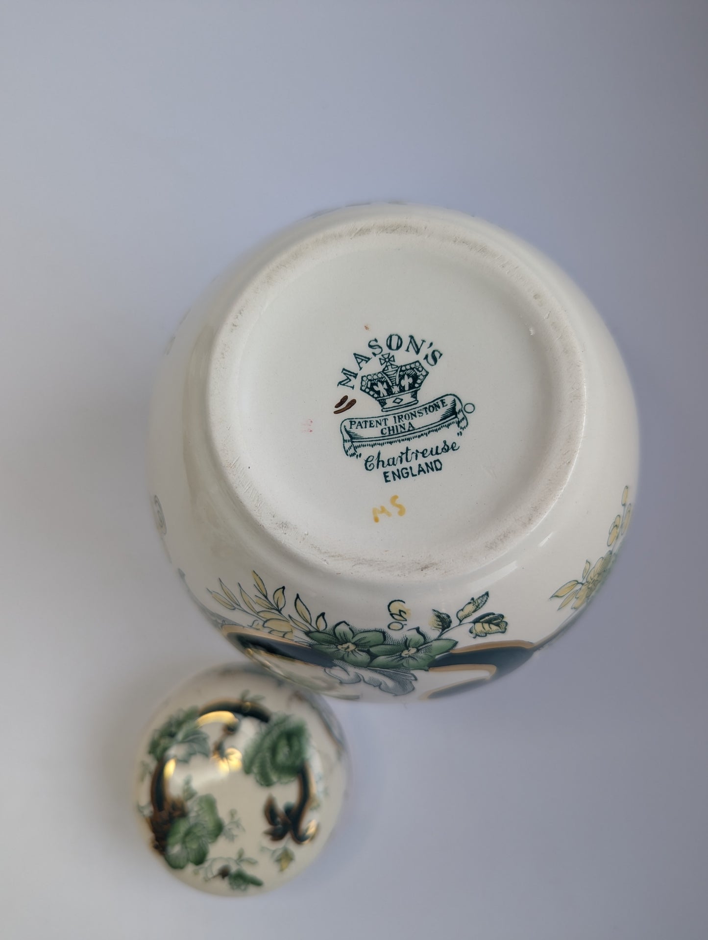 Mason’s Mandalay Chartreuse Ginger Jar – Vintage English Ironstone, 17.78 cm