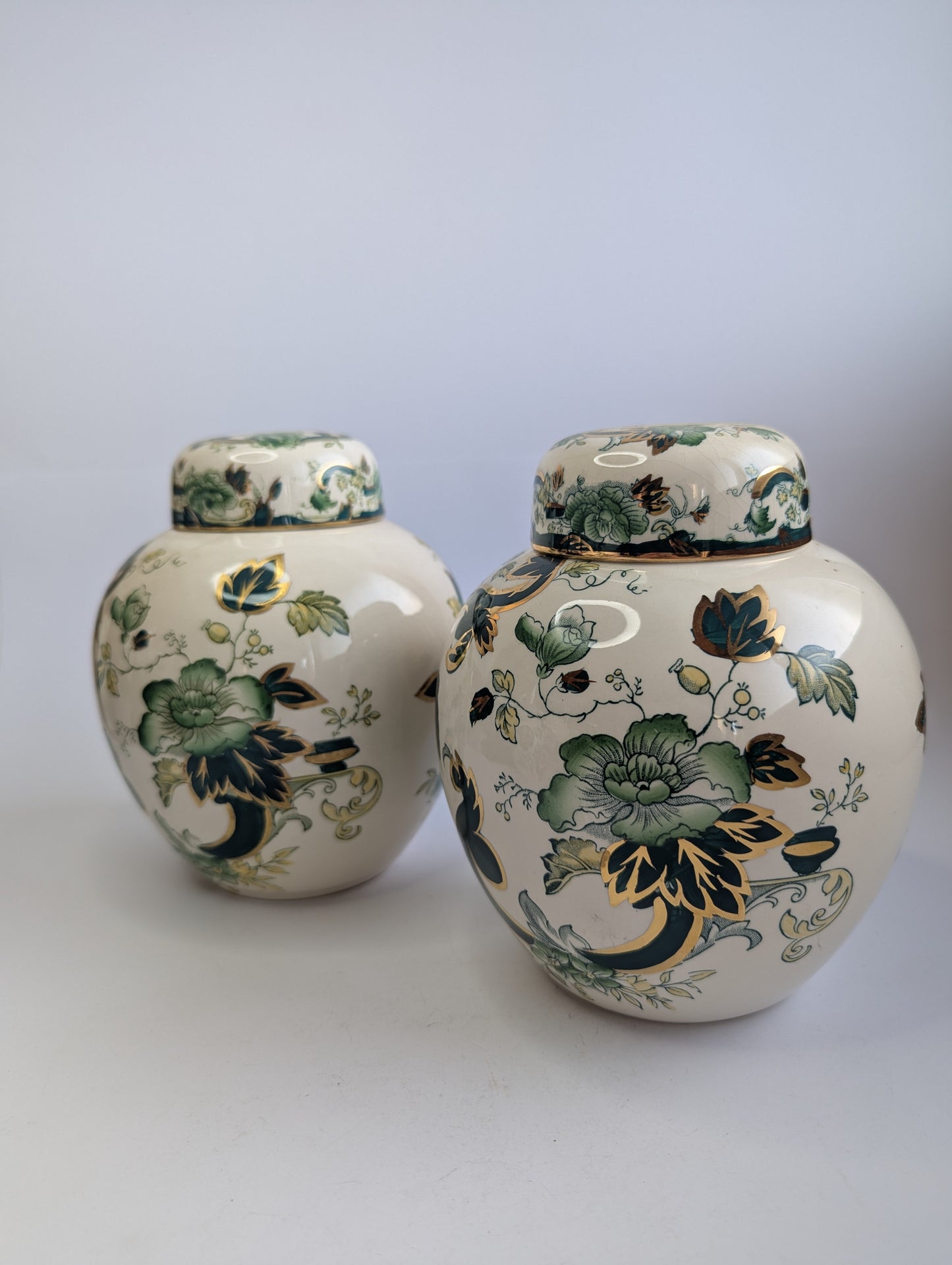 Mason’s Mandalay Chartreuse Ginger Jar – Vintage English Ironstone, 17.78 cm