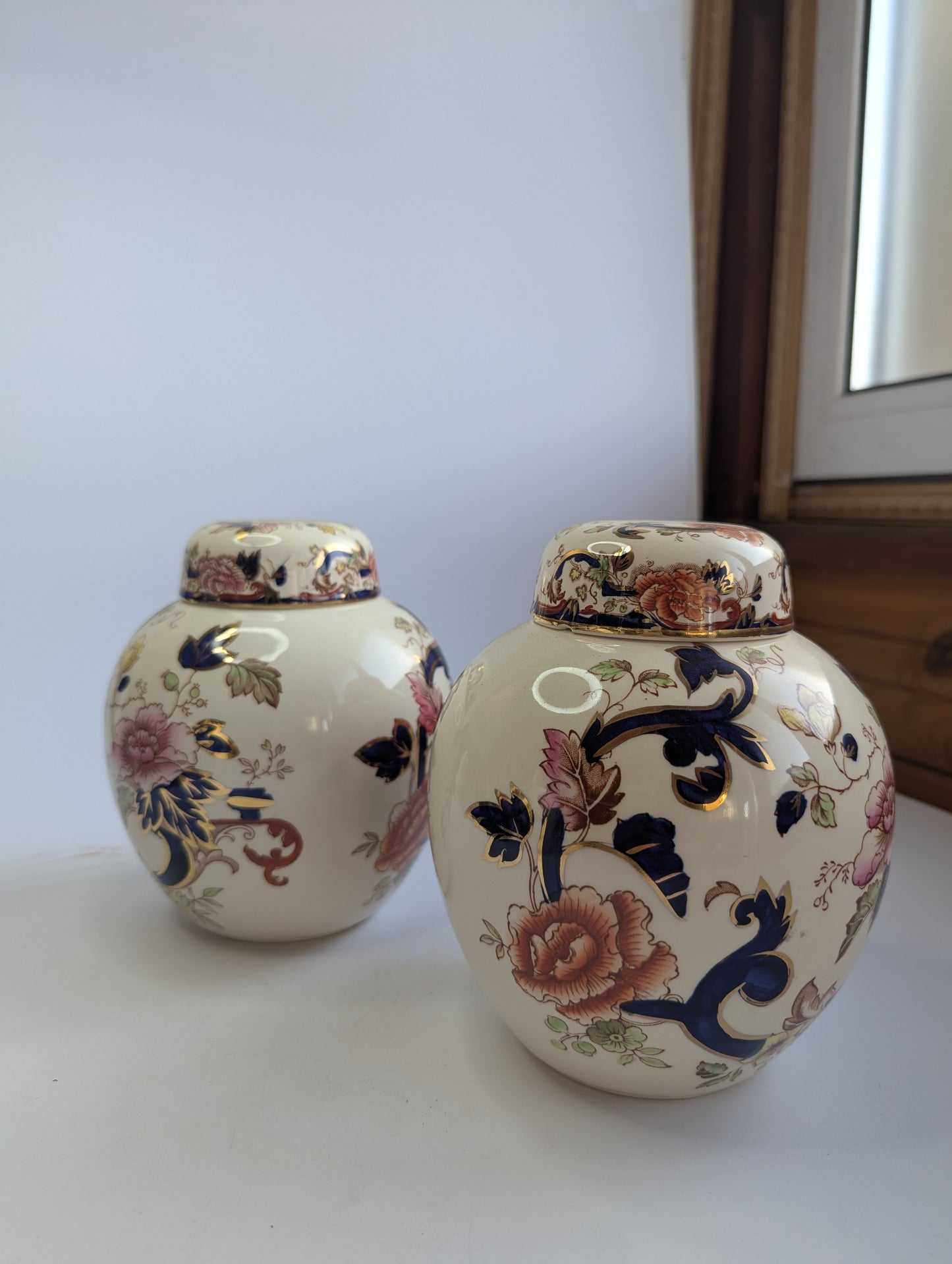Mason’s Mandalay Blue Ginger Jar – Vintage English Ironstone Vase, H 17,78 cm
