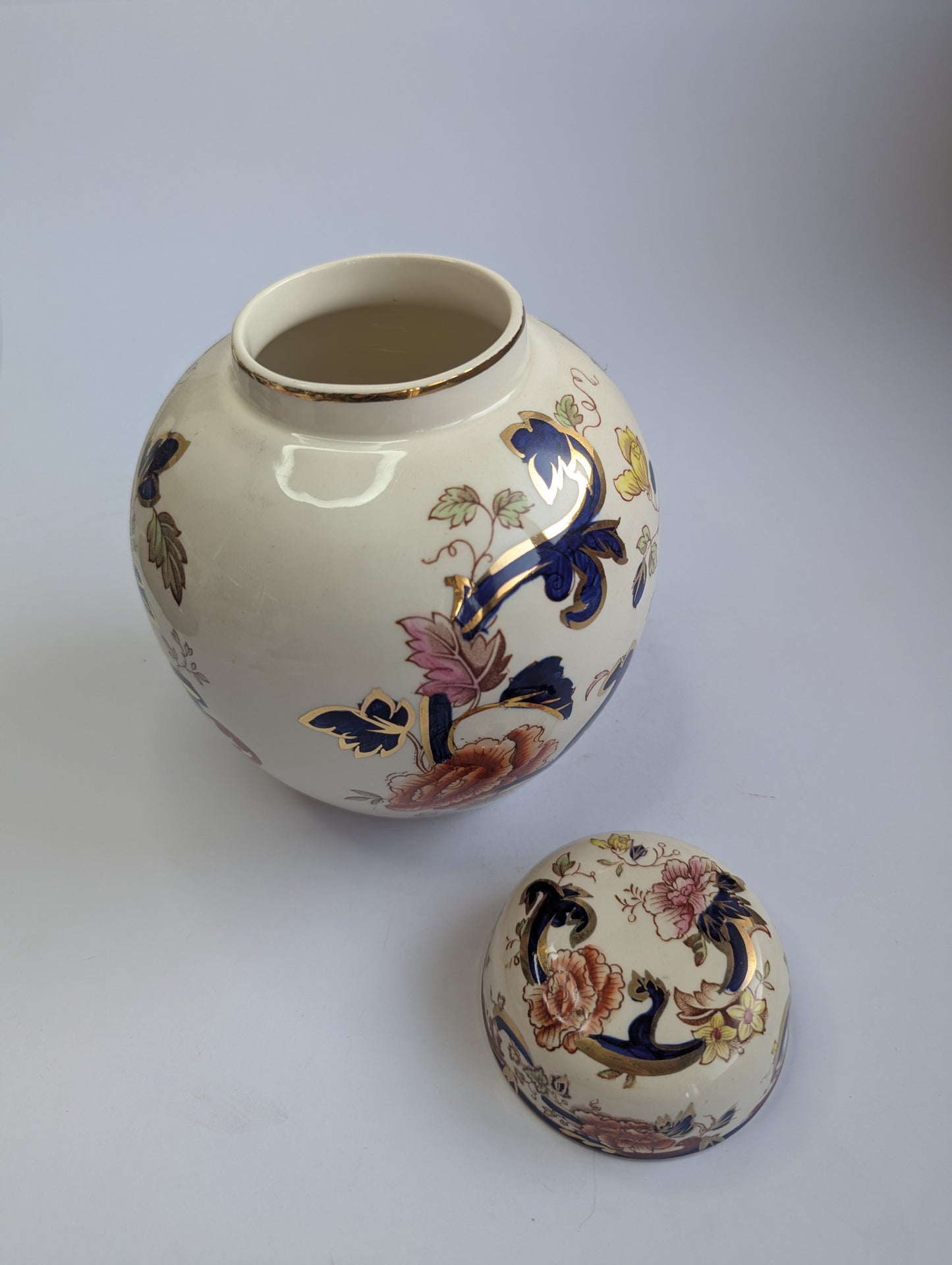 Mason’s Mandalay Blue Ginger Jar – Vintage English Ironstone Vase, H 17,78 cm
