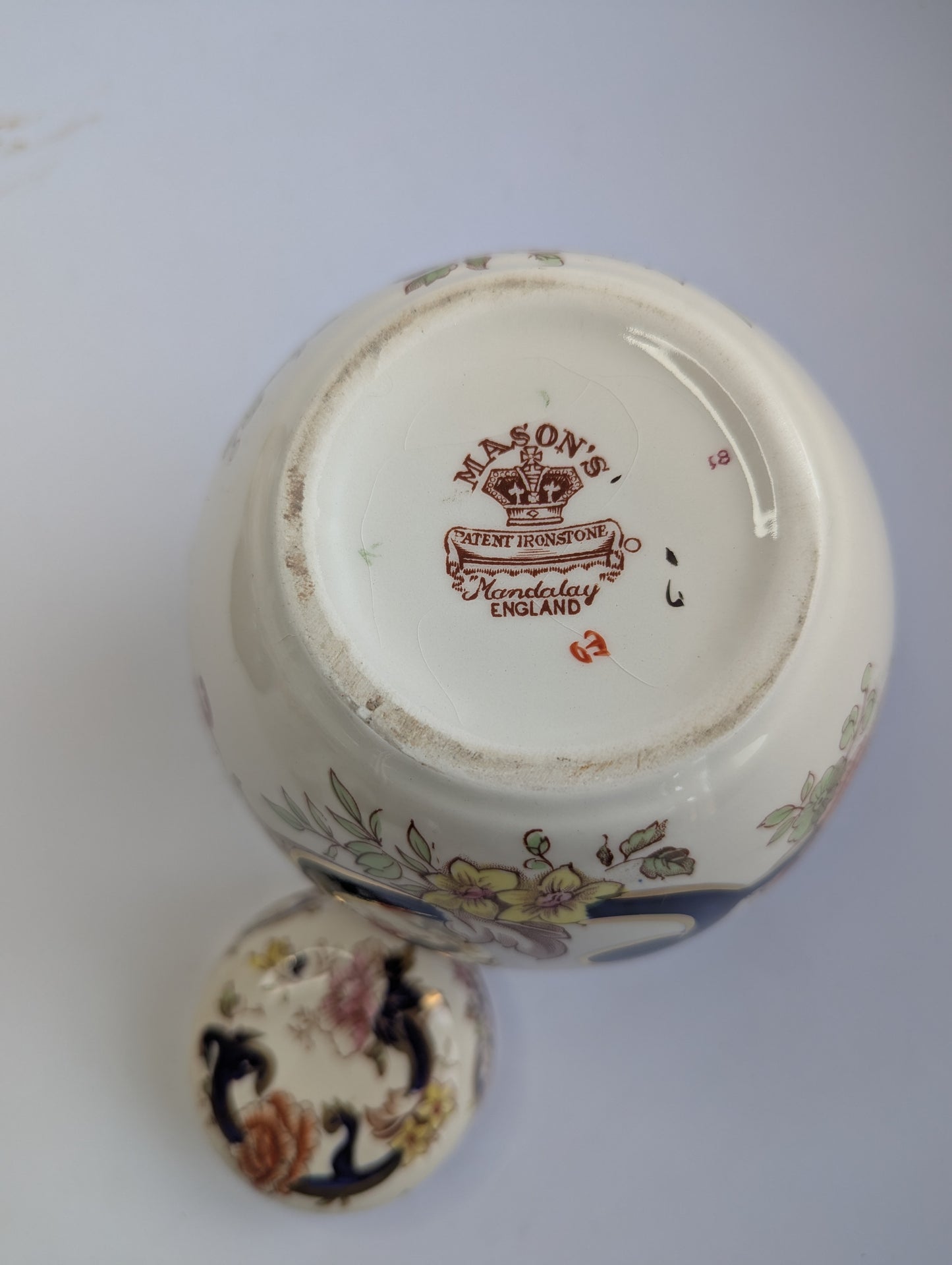 Mason’s Mandalay Blue Ginger Jar – Vintage English Ironstone Vase, H 17,78 cm