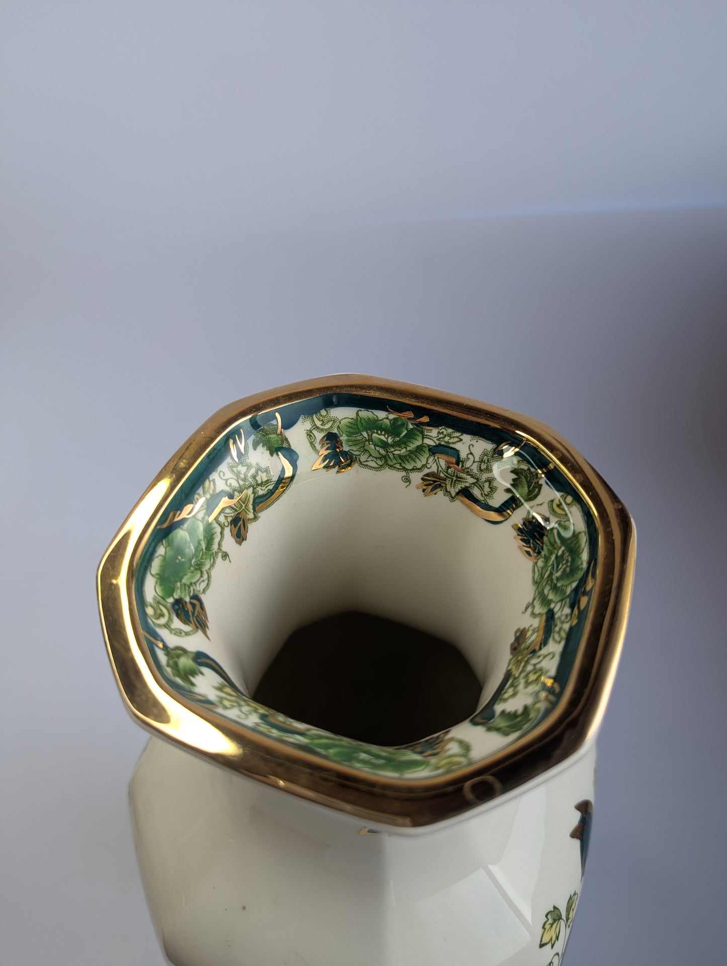 Mason’s Mandalay Chartreuse Vase – Vintage English Ironstone in Green & Gold