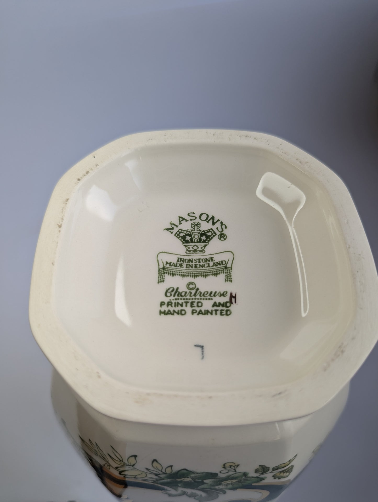 Mason’s Mandalay Chartreuse Vase – Vintage English Ironstone in Green & Gold
