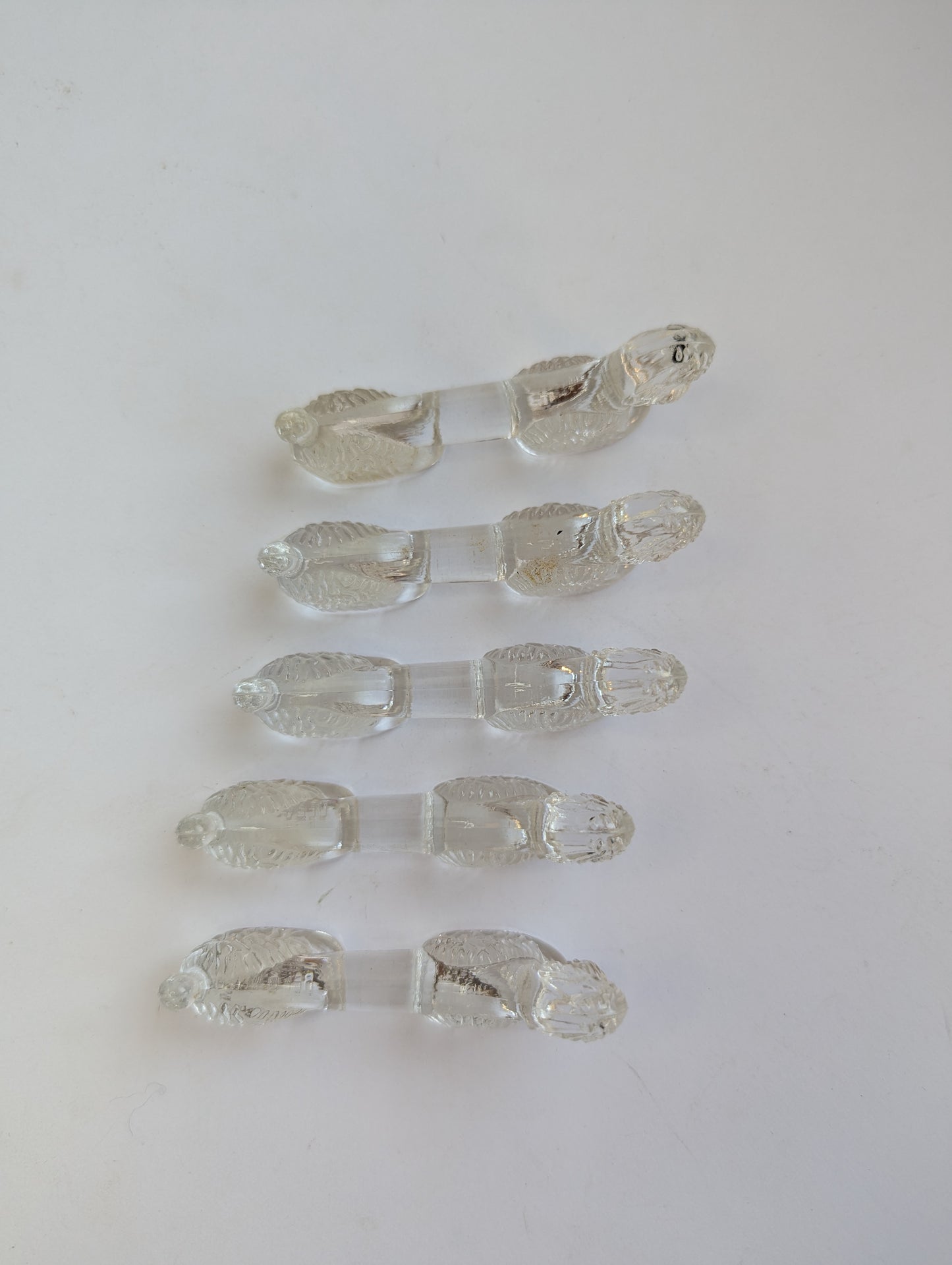 Vintage Glass Poodle Knife Rests – Set of 5