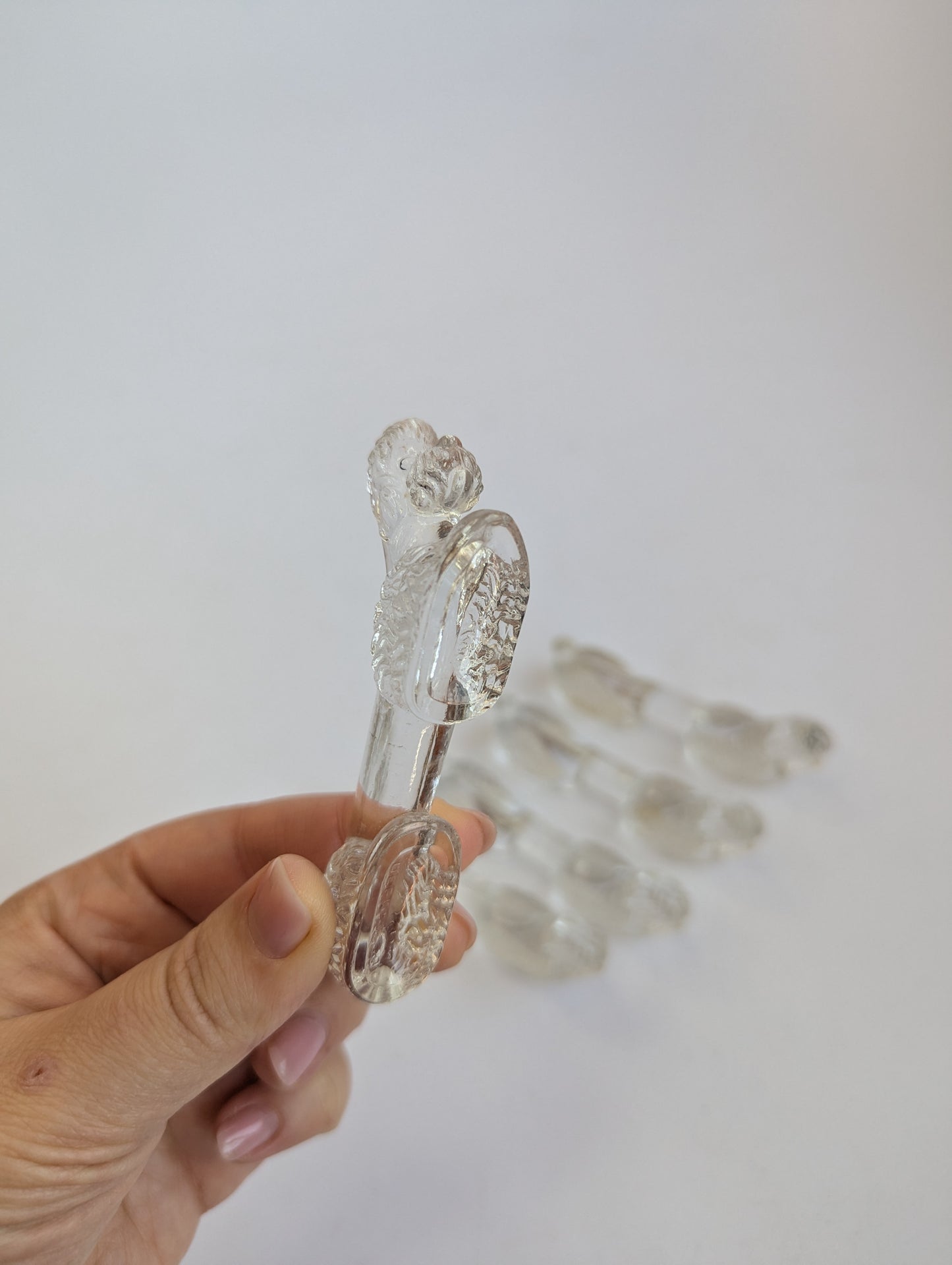 Vintage Glass Poodle Knife Rests – Set of 5