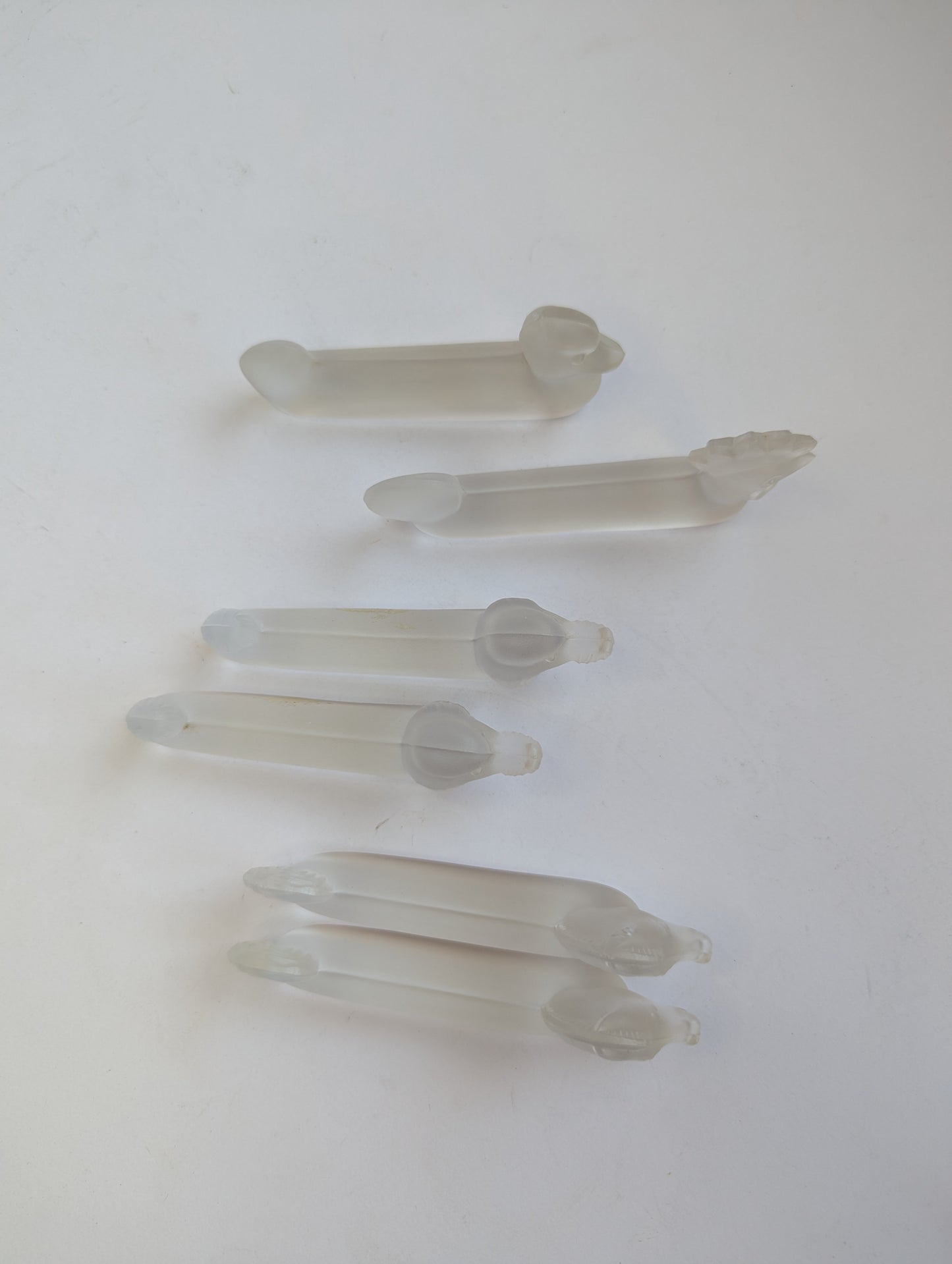 Set of Frosted Glass Animal Knife Rests – Vintage Table Accessories