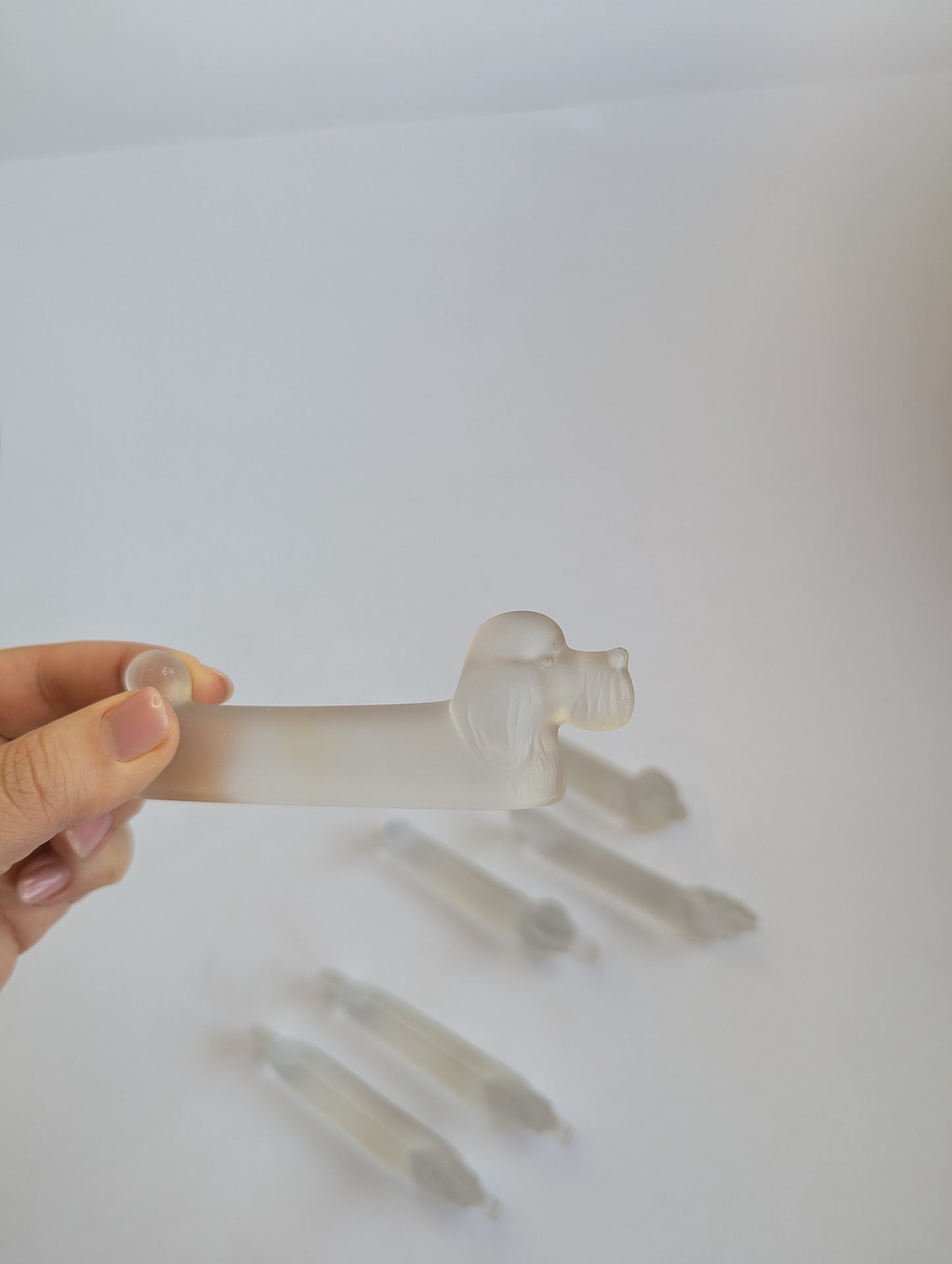Set of Frosted Glass Animal Knife Rests – Vintage Table Accessories