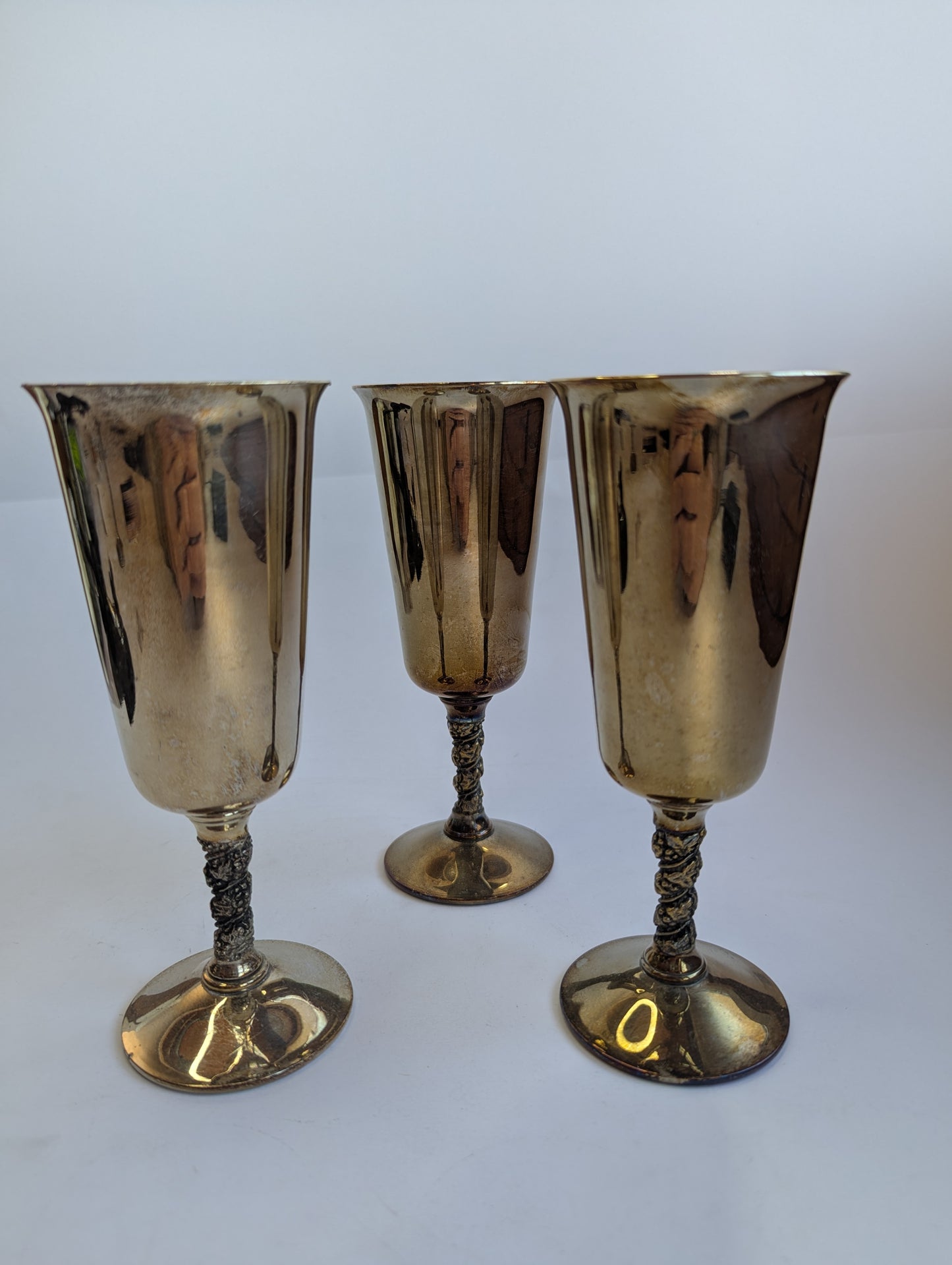 Vintage Silver-Plated Champagne Goblets by Elsa Spain – Set of 3