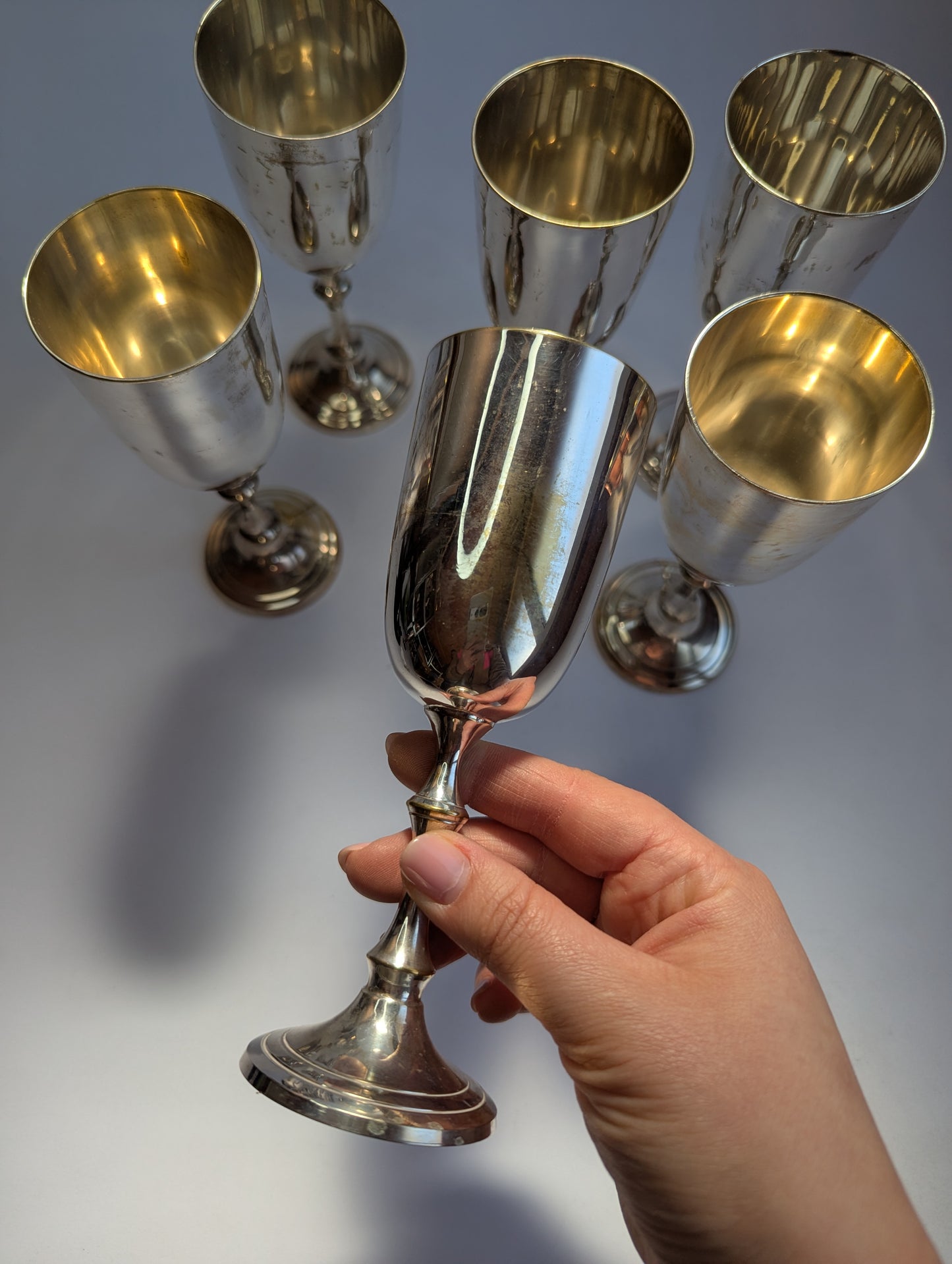 Set of Vintage Spanish Silver-Plated Goblets – Elegant Barware from Spain