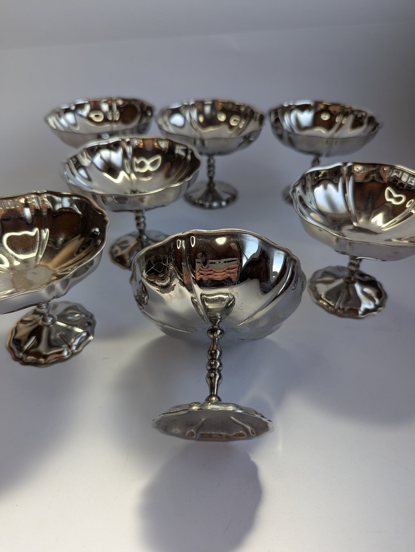 6 Vintage French Silver-Plated Coupe Dessert Dishes – Crémant Style