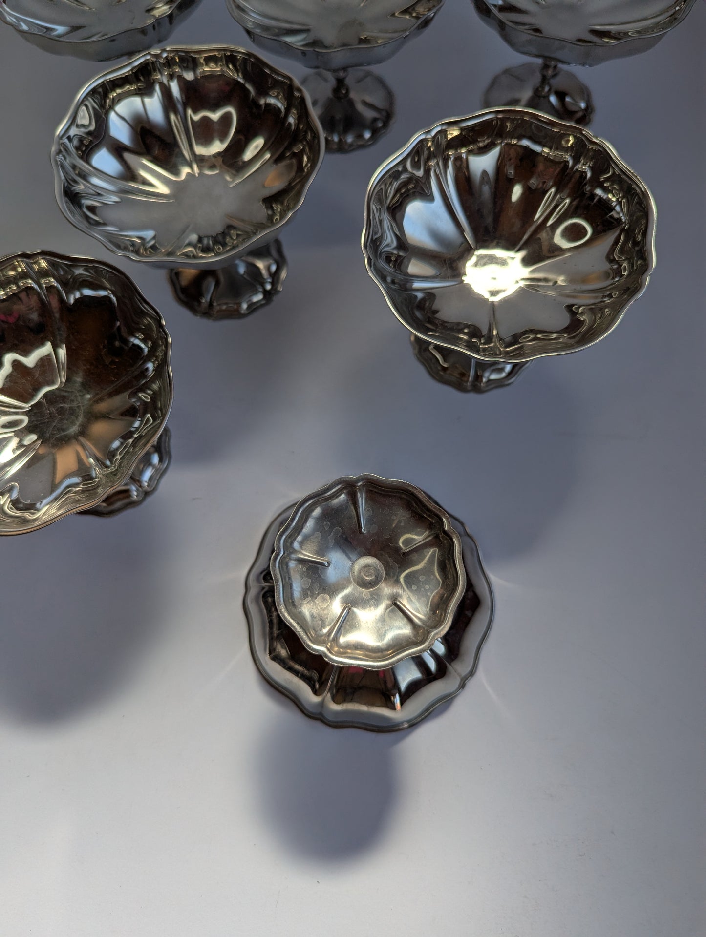 6 Vintage French Silver-Plated Coupe Dessert Dishes – Crémant Style
