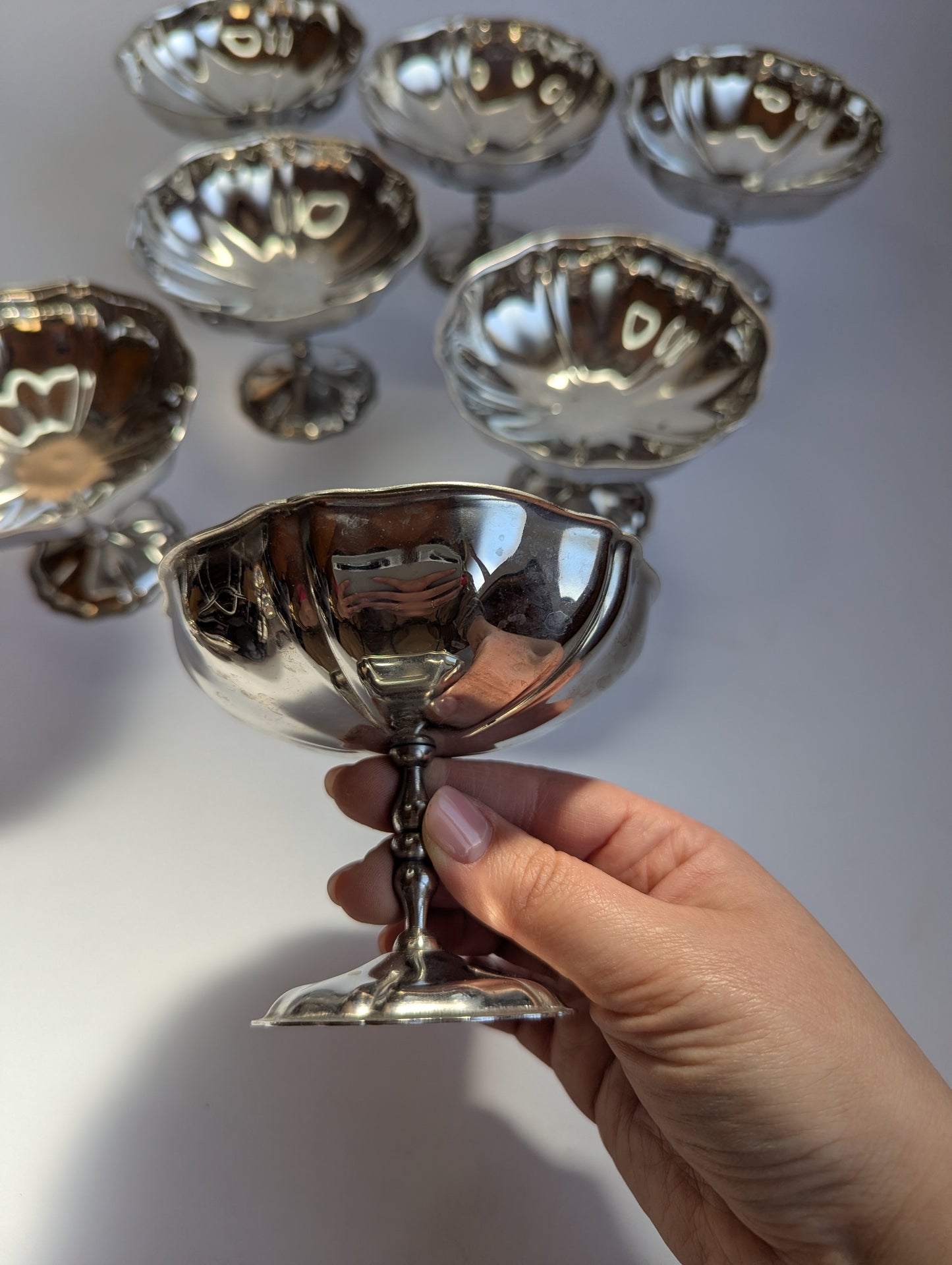 6 Vintage French Silver-Plated Coupe Dessert Dishes – Crémant Style