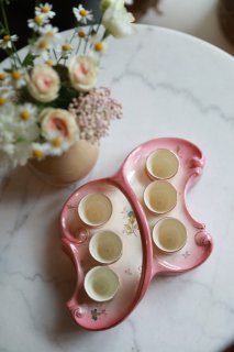 French Porcelain Egg Tray with 6 Cups