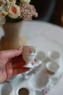 French Porcelain Egg Tray with Cups – c.1950