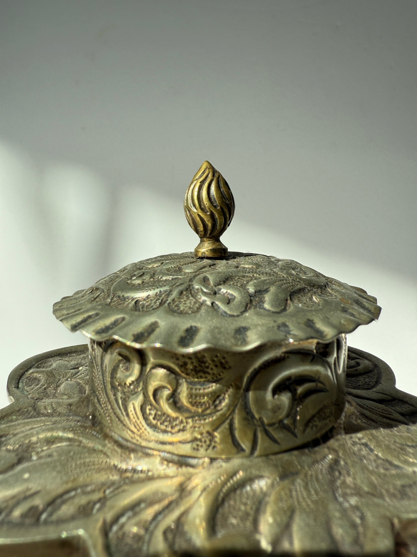 Ornate Silver-Plated Tea Caddy – Repoussé Scenic Design, Antique Storage Jar, Baroque Revival Style