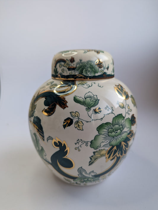 Mason’s Mandalay Chartreuse Ginger Jar – Vintage English Ironstone, 17.78 cm
