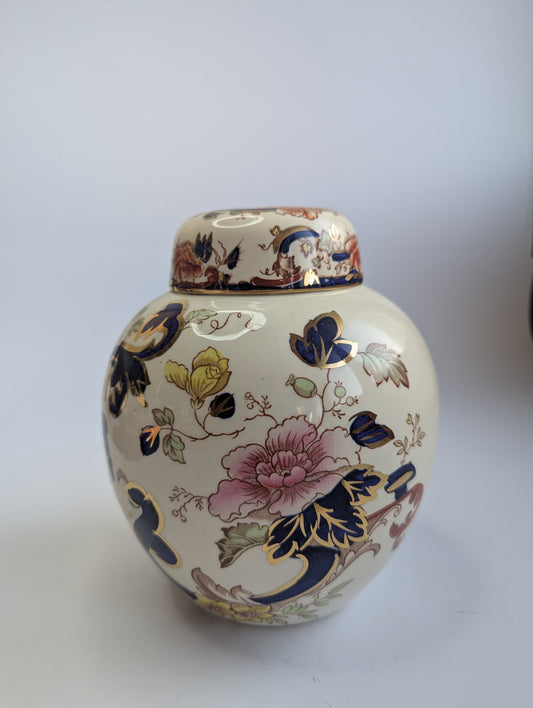 Mason’s Mandalay Blue Ginger Jar – Vintage English Ironstone Vase, H 17,78 cm
