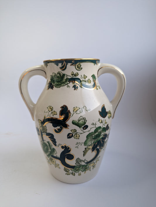 Mason’s Mandalay Chartreuse Two-Handled Vase – Vintage English Ironstone