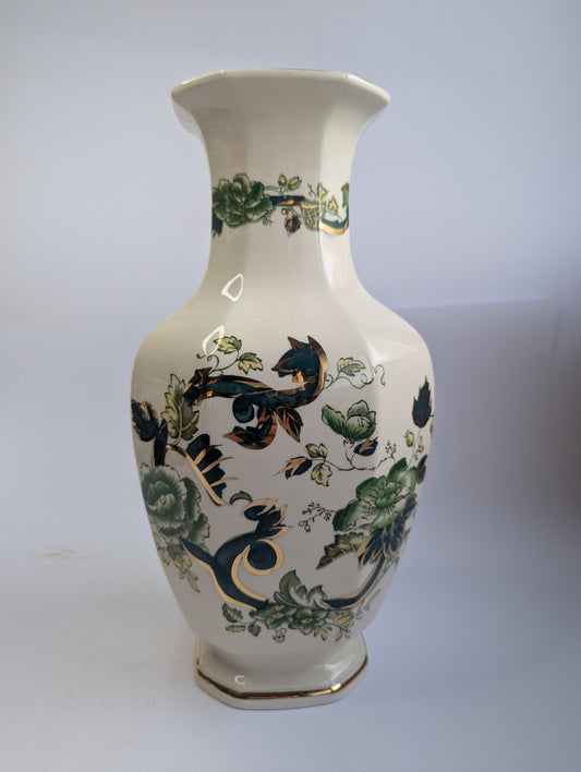 Mason’s Mandalay Chartreuse Vase – Vintage English Ironstone in Green & Gold