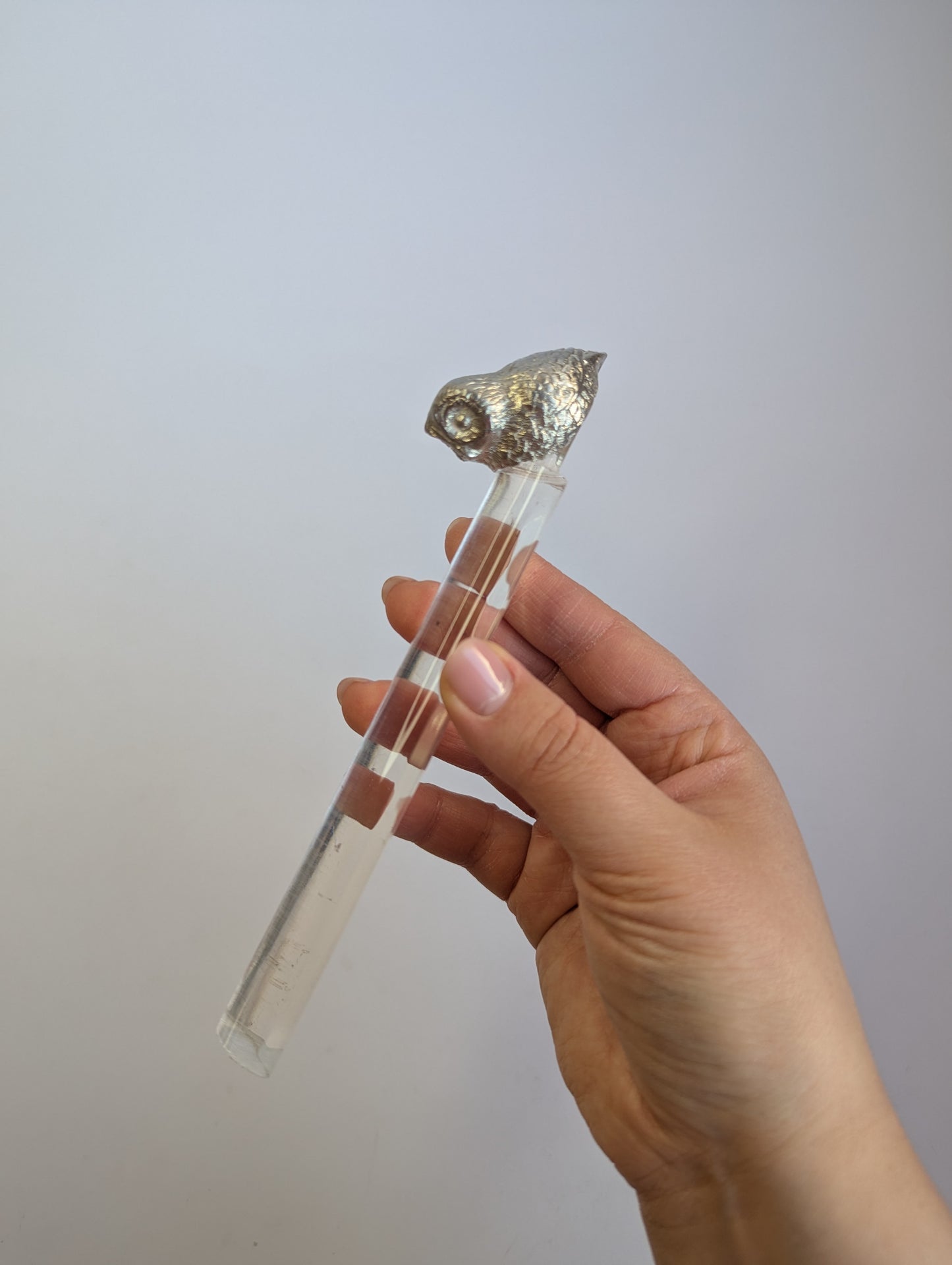 Vintage Silver-Plated Owl Magnifying Glass – Reading Loupe with Glass Handle
