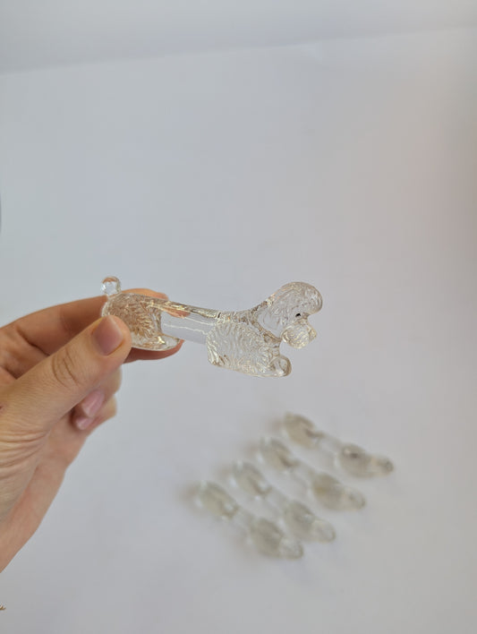 Vintage Glass Poodle Knife Rests – Set of 5