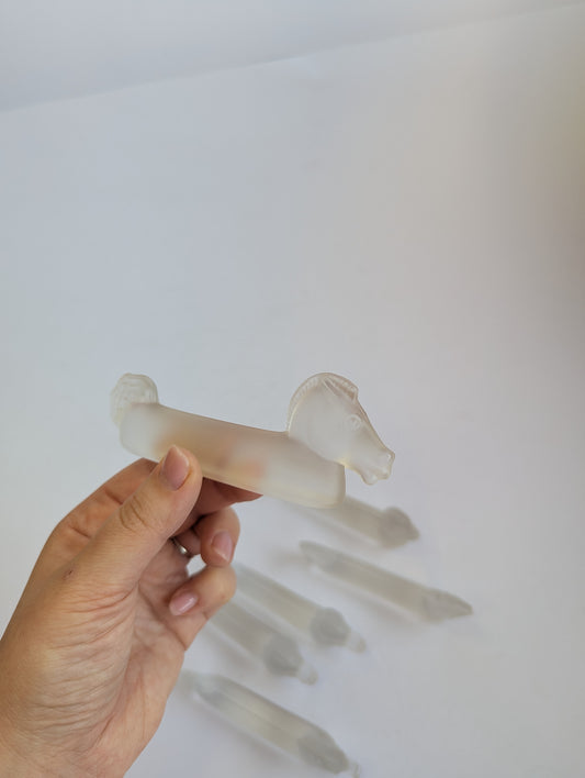 Set of Frosted Glass Animal Knife Rests – Vintage Table Accessories