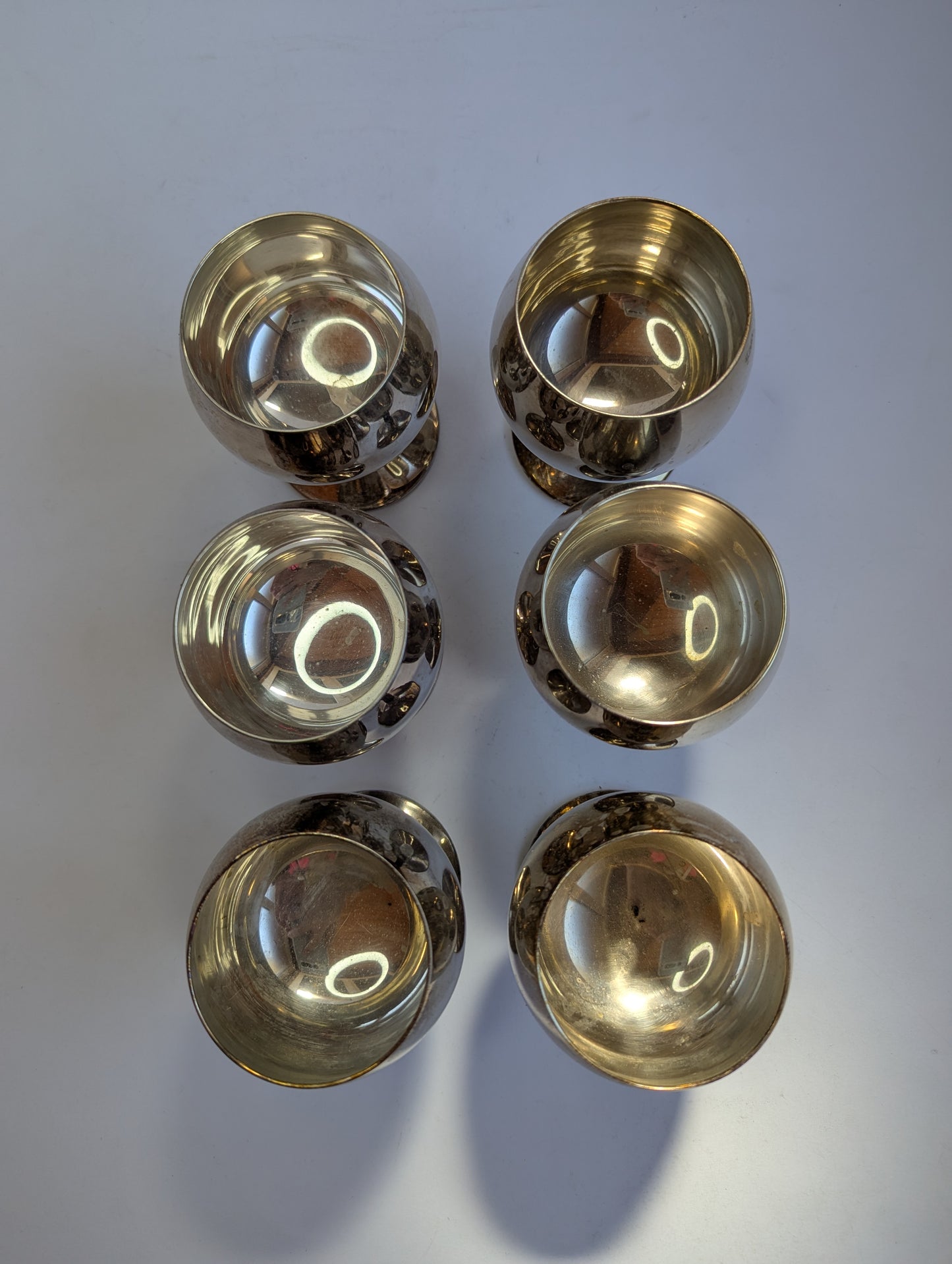 Set of 6 Vintage Silver-Plated Brandy Goblets – Twisted Stem Cognac Glasses