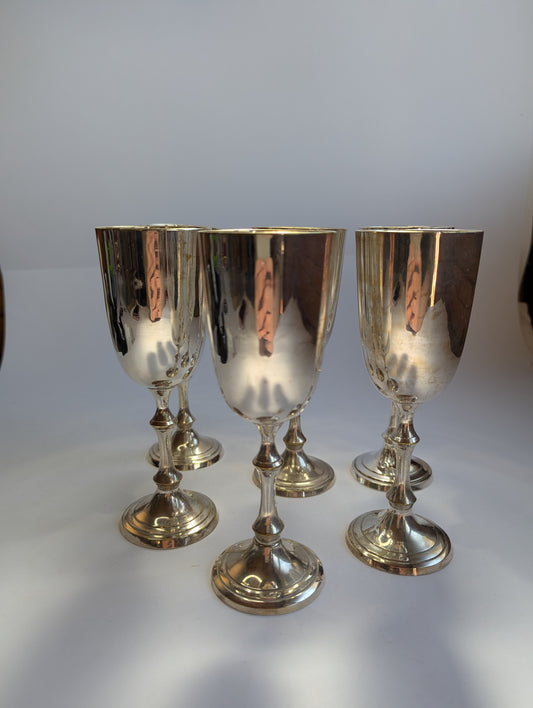 Set of Vintage Spanish Silver-Plated Goblets – Elegant Barware from Spain