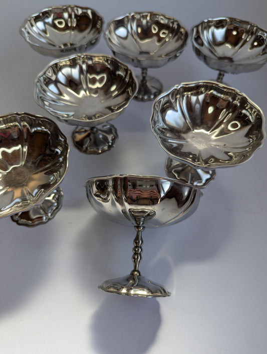 6 Vintage French Silver-Plated Coupe Dessert Dishes – Crémant Style
